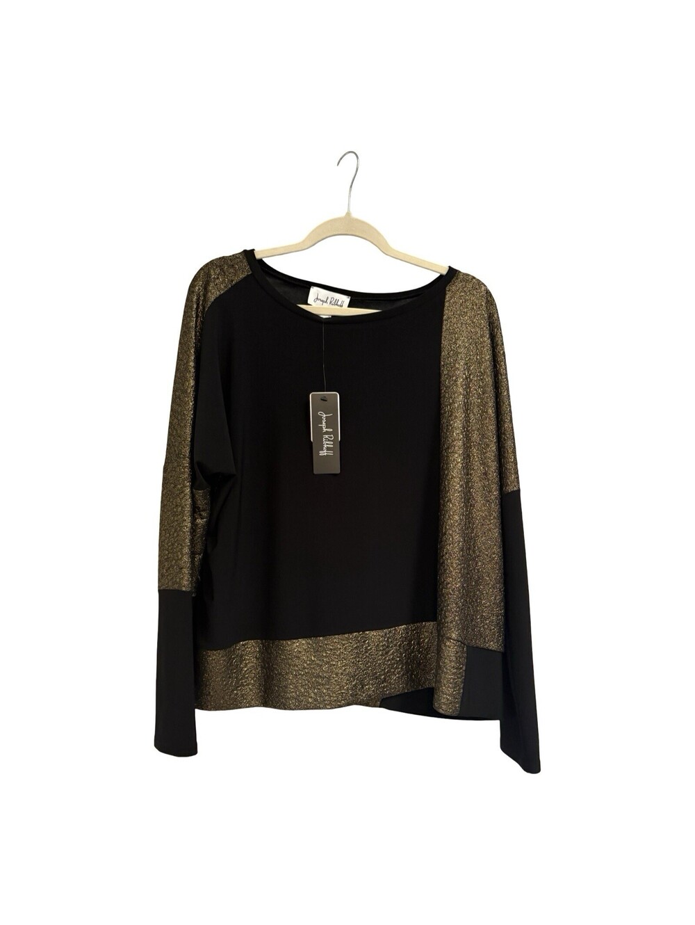 Joseph Ribkoff Oversized Blouse Size UK 10 DE 36 US 8 Black Gold Glitter Top